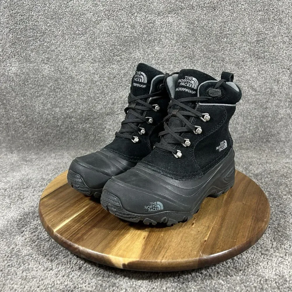 The North Face Chilkat Lace II Youth Size 3 Black Waterproof Winter Boots Used
